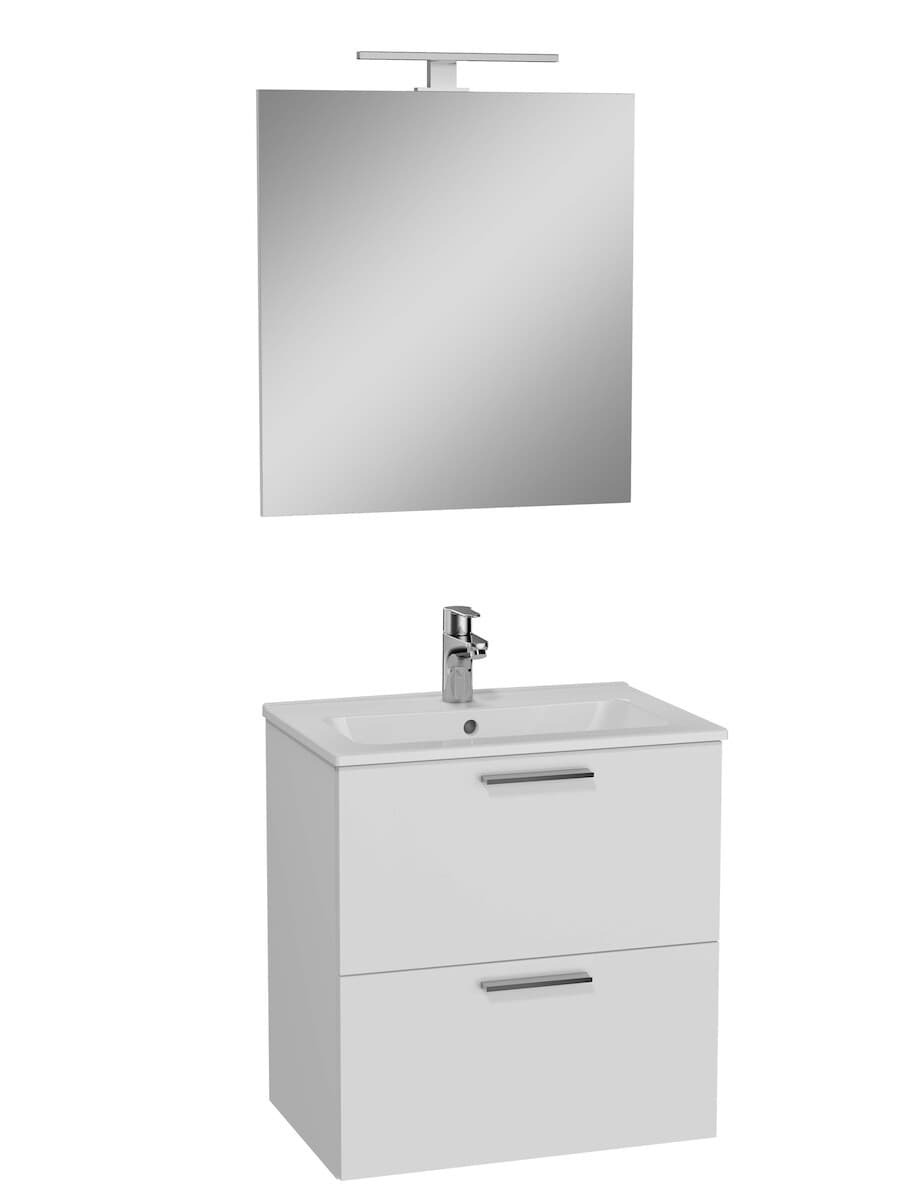 Koupelnová sestava s umyvadlem zrcadlem a osvětlením Vitra Mia 59x61x39
