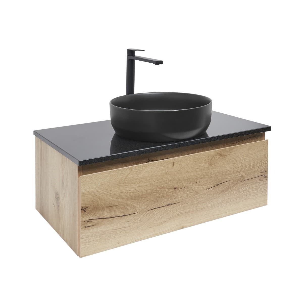 Koupelnová skříňka s umyvadlem a žulovou krycí deskou SAT B-Way 79x30x45 cm dub BWAY80OAKZUB SAT