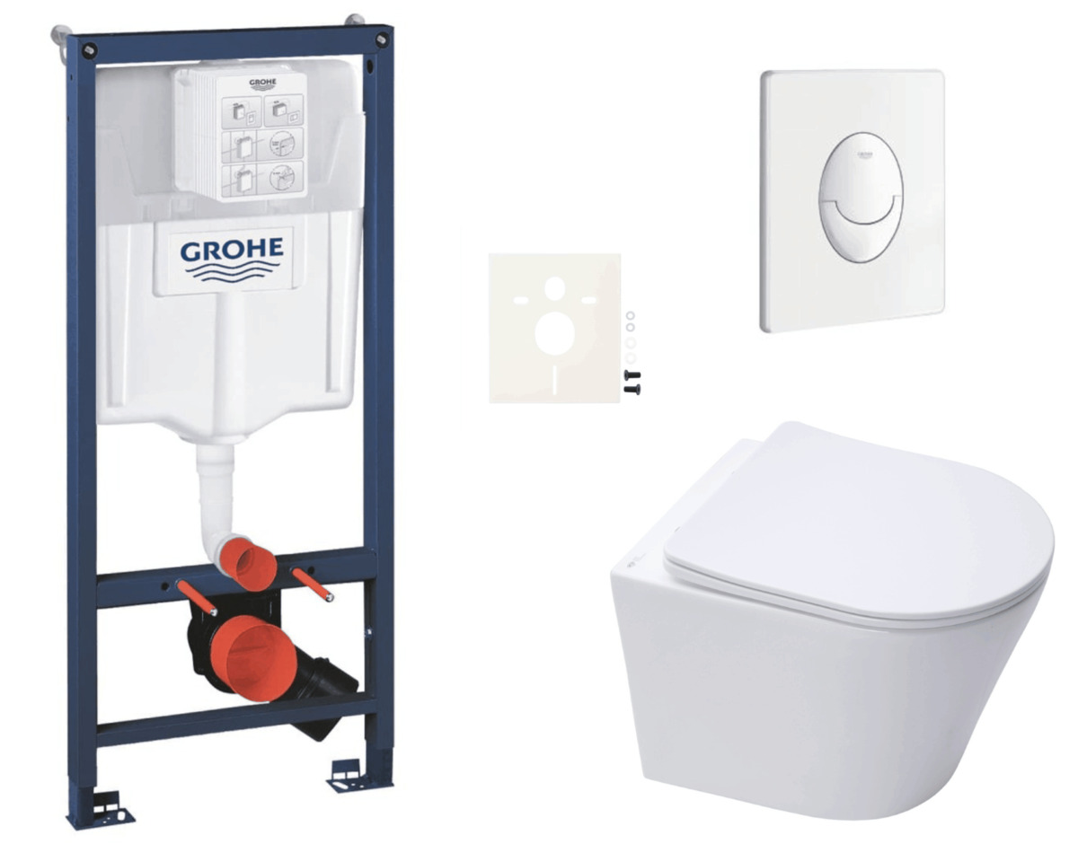 Závěsný wc set do lehkých stěn / předstěnová montáž Swiss Aqua Technologies Infinitio SIKOGRSIN10SASH0 Grohe