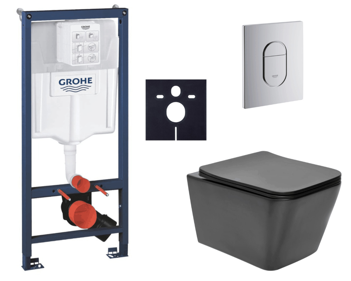 Závěsný wc set do lehkých stěn / předstěnová montáž Swiss Aqua Technologies Infinitio SIKOGRSIN12BA Grohe