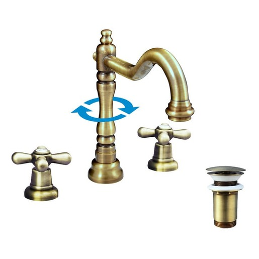 RAV SLEZÁK Morava umyvadlová baterie s clic-clacem stará mosaz MK132.5SM RAV SLEZÁK