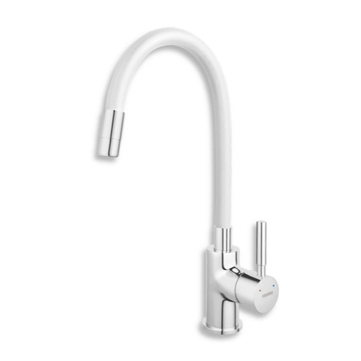 Dřezová baterie Novaservis se silikonovým ramínkem bílá/chrom 70710