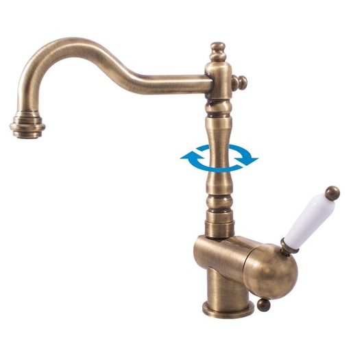 Dřezová baterie RAV SLEZÁK s otočným ramínkem stará mosaz E508.5/8SM RAV SLEZÁK