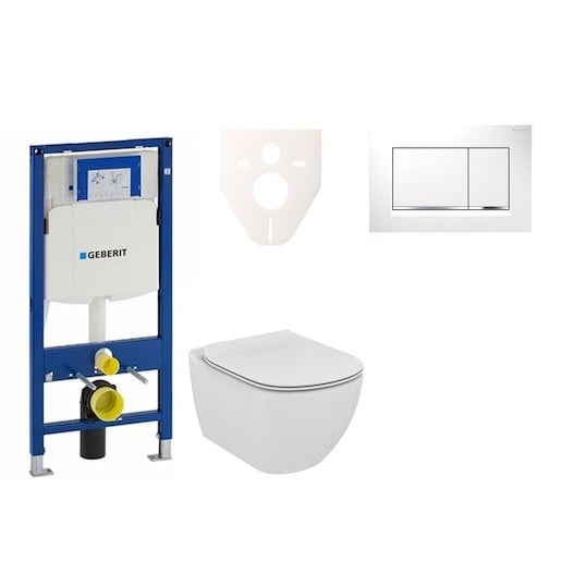 Cenově zvýhodněný závěsný WC set Geberit do lehkých stěn / předstěnová montáž+ WC Ideal Standard Tesi 111.300.00.5NF5 Ideal Standard