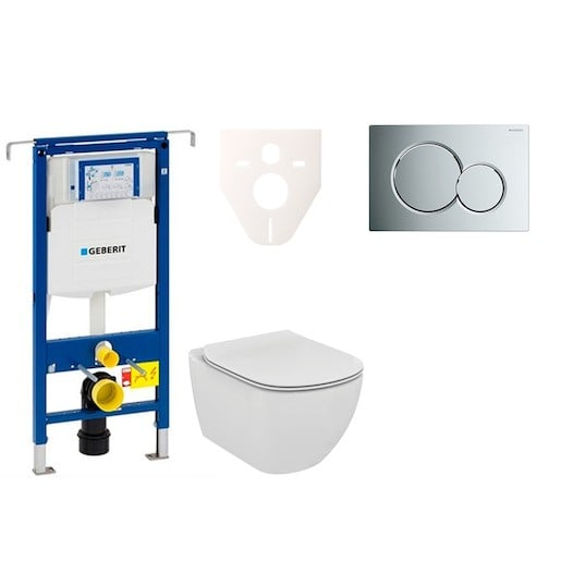 Cenově zvýhodněný závěsný WC set Geberit do lehkých stěn / předstěnová montáž+ WC Ideal Standard Tesi 111.355.00.5NF2 Ideal Standard