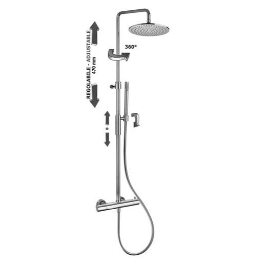 Paffoni Birillo sprchový systém na stěnu s termostatickou baterií chrom cr ZCOL646KLIQ Paffoni
