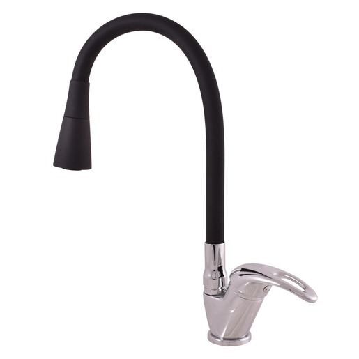 RAV SLEZÁK Sázava dřezová baterie se silikonovým ramínkem černá/chrom sa306.0/13 SA306.013 RAV SLEZÁK