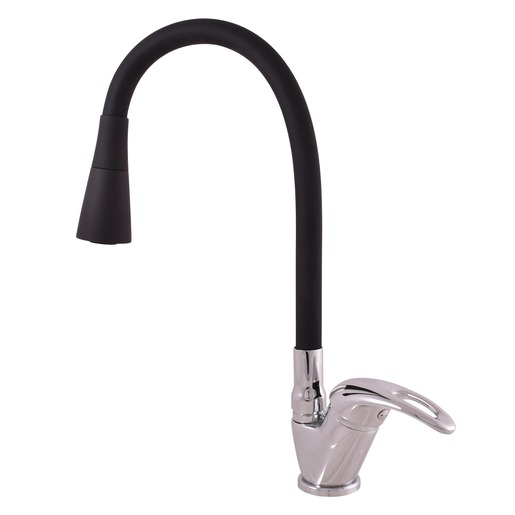 RAV SLEZÁK Sázava dřezová baterie se silikonovým ramínkem černá/chrom sa306.5/13 SA306.513 RAV SLEZÁK