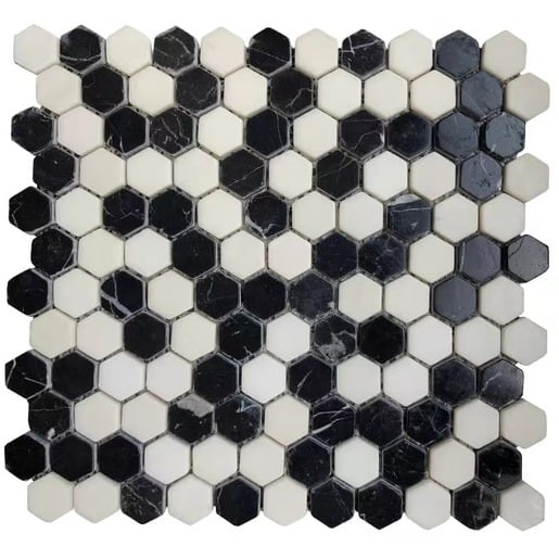 Kamenná mozaika Premium Mosaic Stone černobílá 28x30 cm mat STMOSHEXW Premium Mosaic Stone